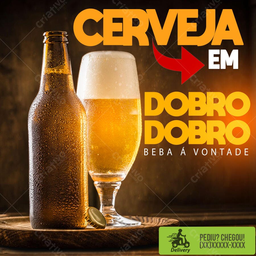 Flyer Promoção Cerveja em Dobro PSD Editável