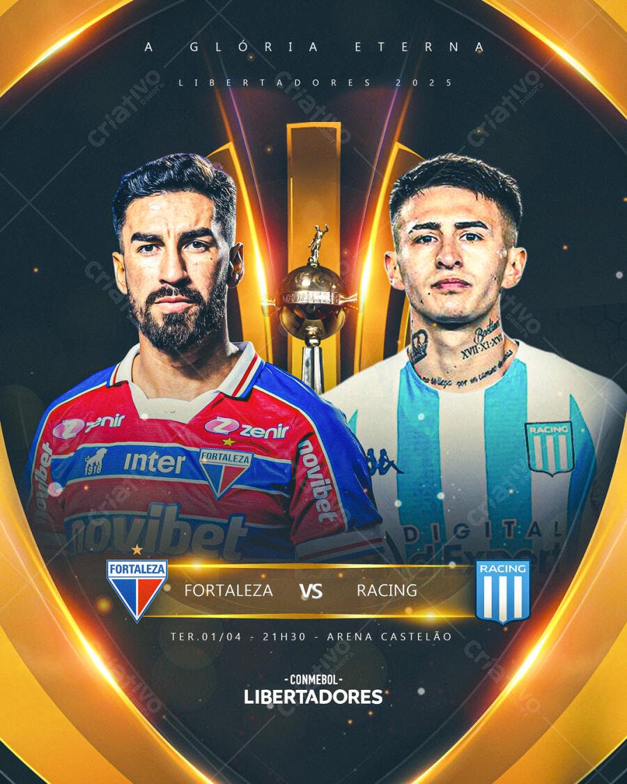 Flyer Fortaleza x Racing Libertadores PSD Editável