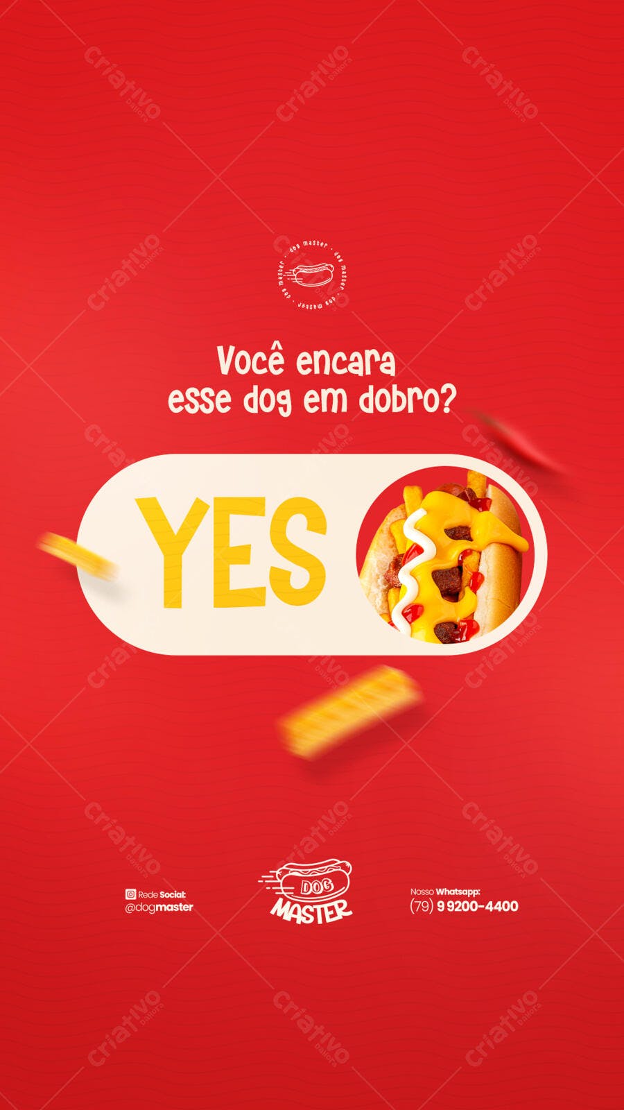 Flyer para Lançamento de Hot Dog Duplo PSD Editável