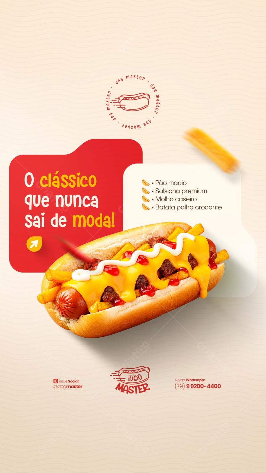 Post para Redes Sociais Hot Dog PSD Editável