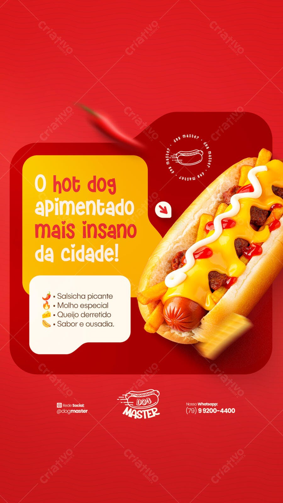 Flyer Hot Dog Apimentado PSD Editável