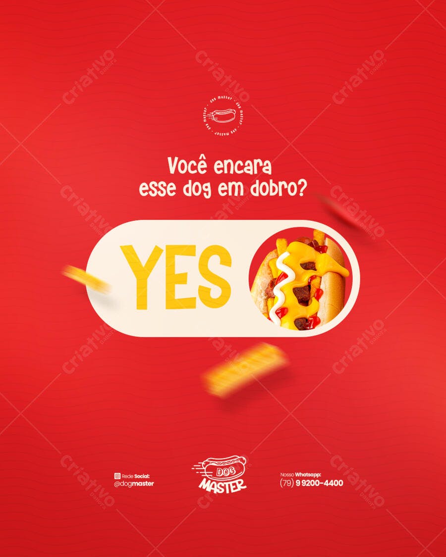 Flyer para Lançamento de Hot Dog Duplo PSD Editável