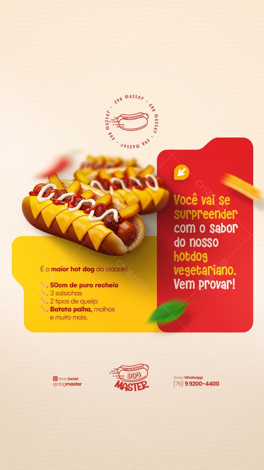 Flyer para Lançamento Hot Dog Vegetariano PSD Editável