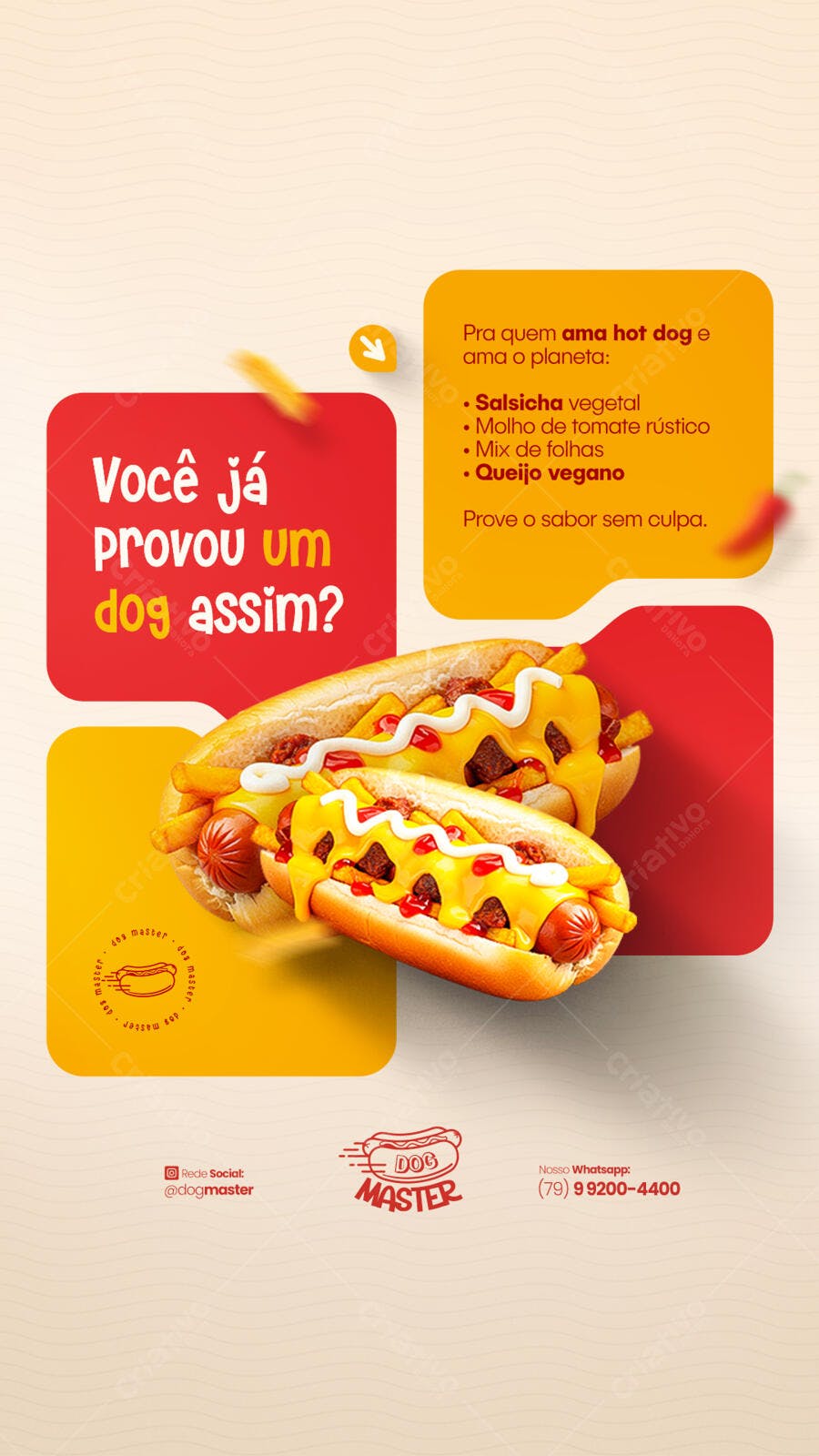 Flyer para Lançamento de Hot Dog Vegano PSD Editável