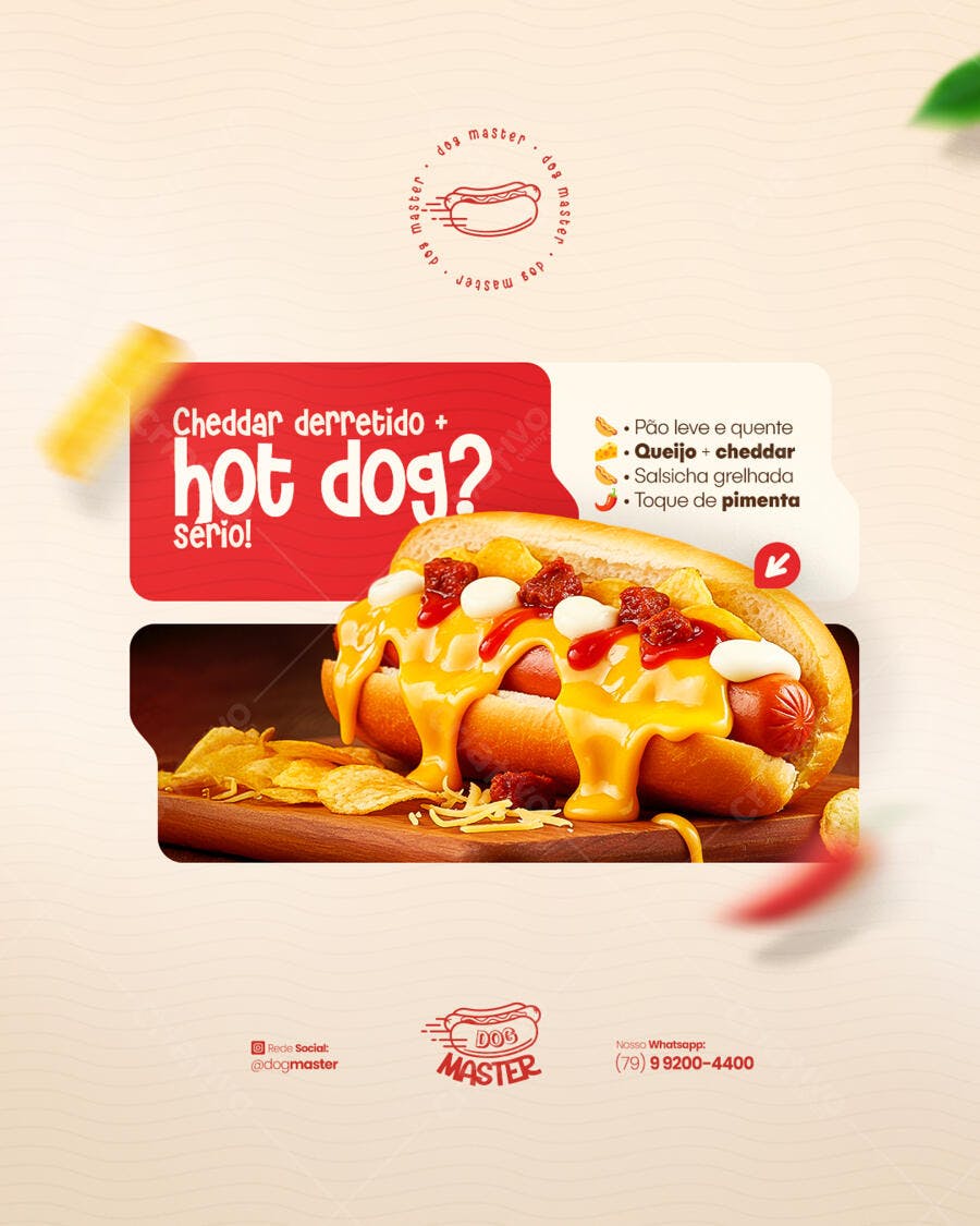 Postagem Instagram Hot Dog PSD Editável