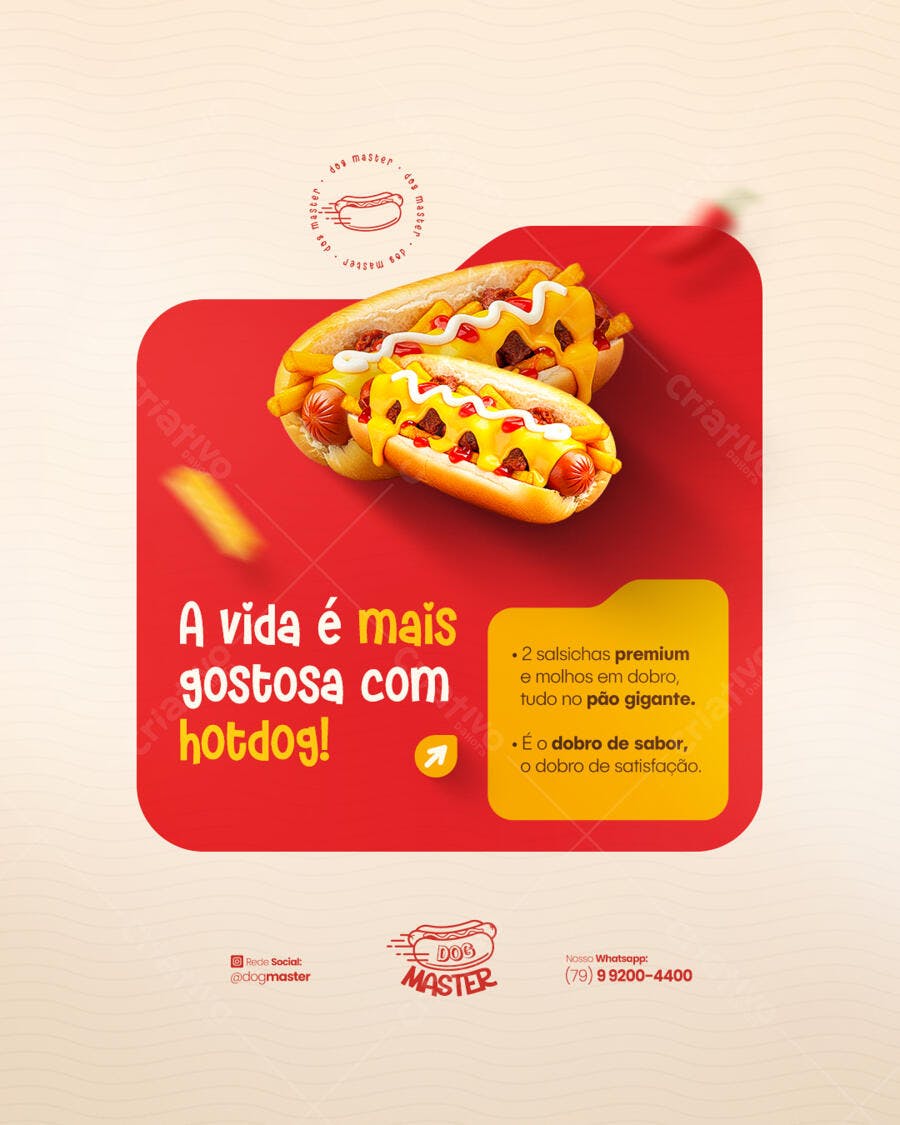 Post para Redes Sociais Hotdog PSD Editável