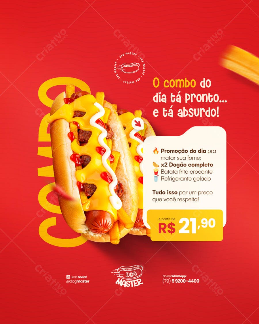 Post Promocional Hot Dog Combo PSD Editável