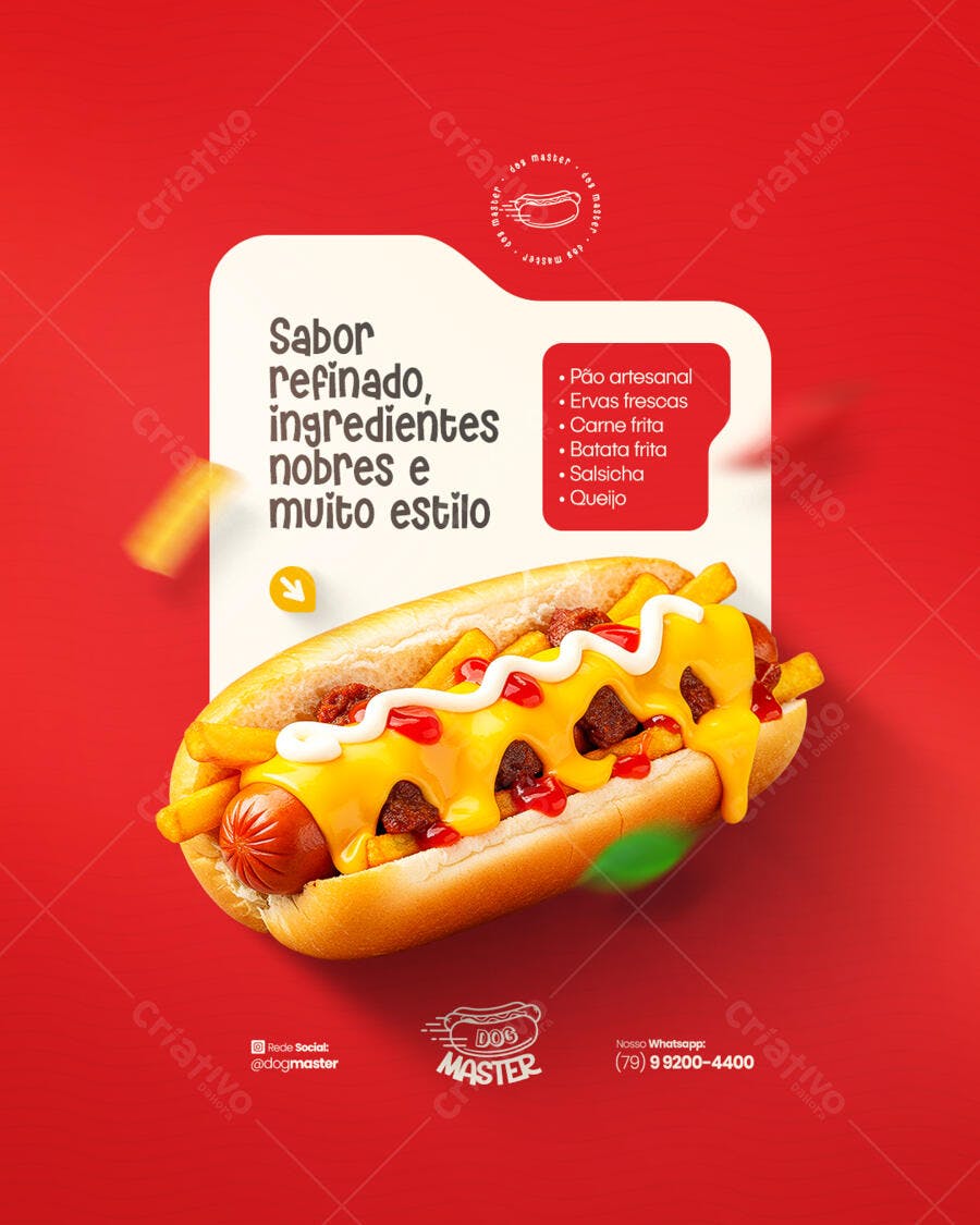 Flyer para Lançamento de Hot Dog Gourmet PSD Editável