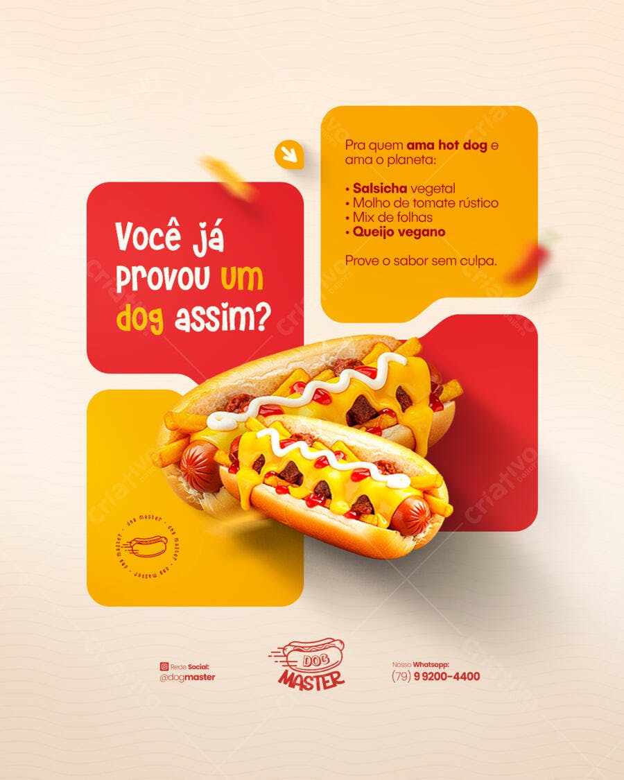 Flyer para Lançamento de Hot Dog Vegano PSD Editável