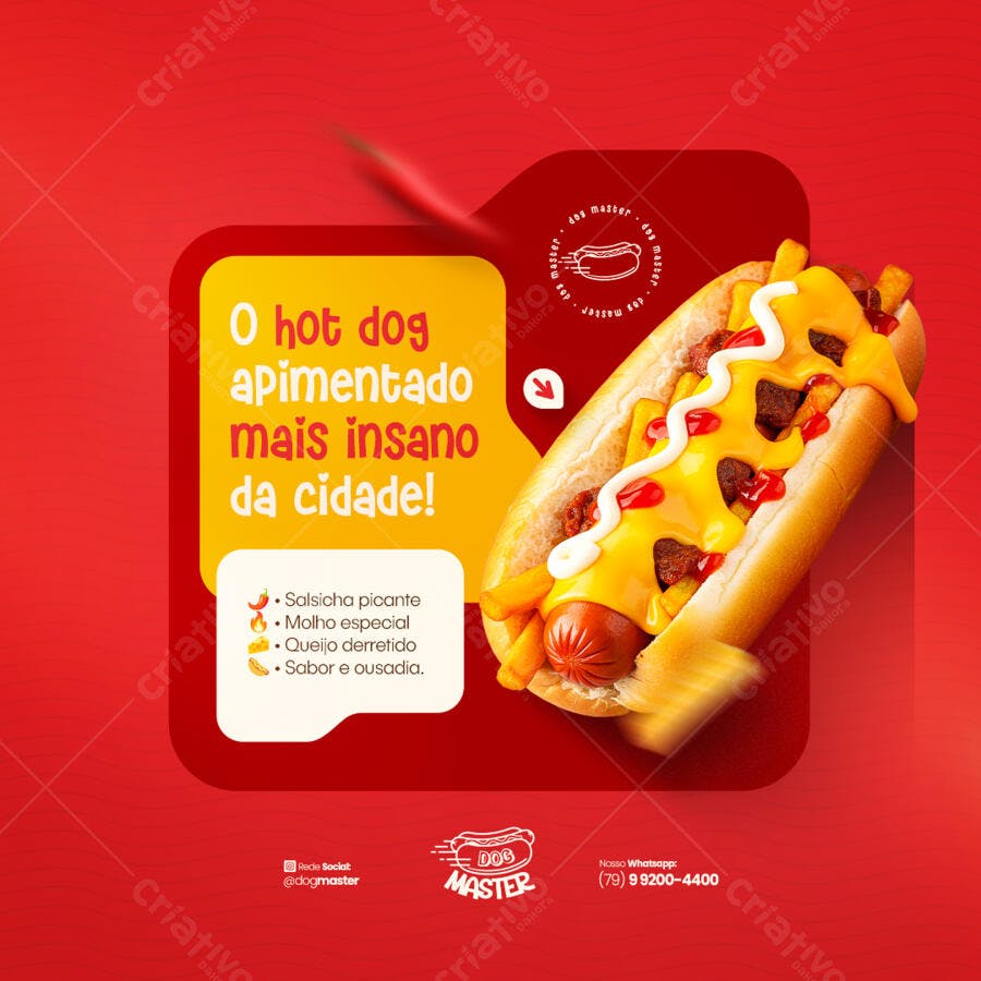 Postagem Instagram Hot Dog Apimentado PSD Editável