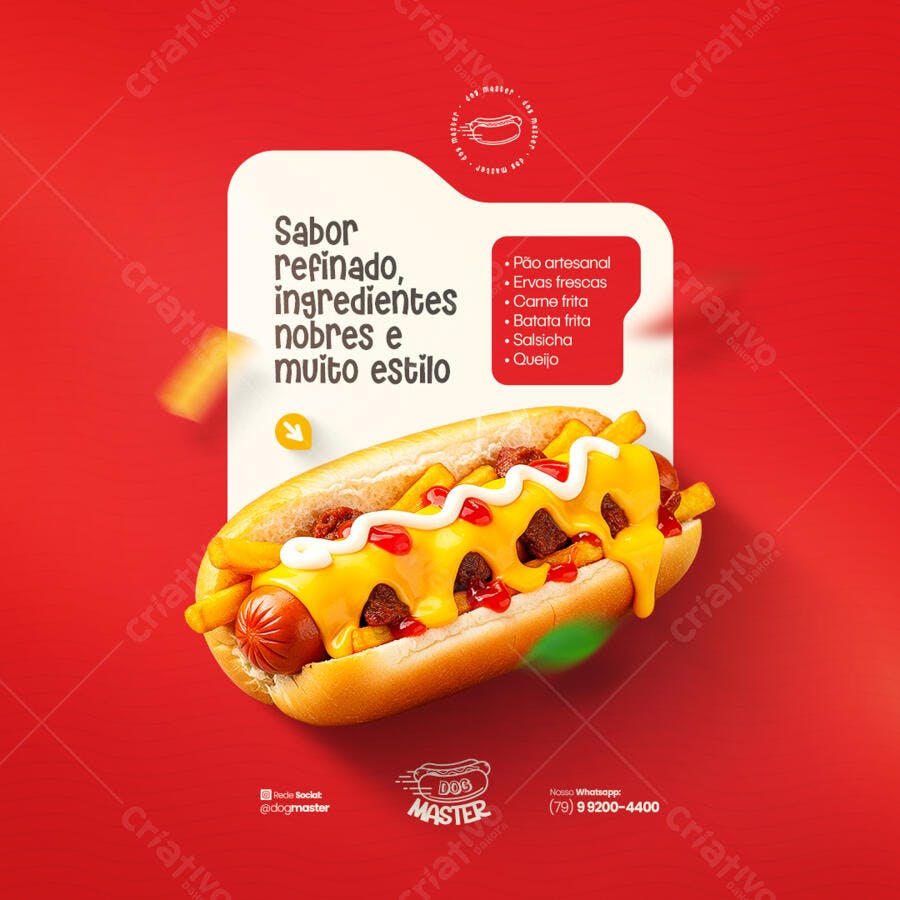 Hot Dog Gourmet PSD Editável para Redes Sociais