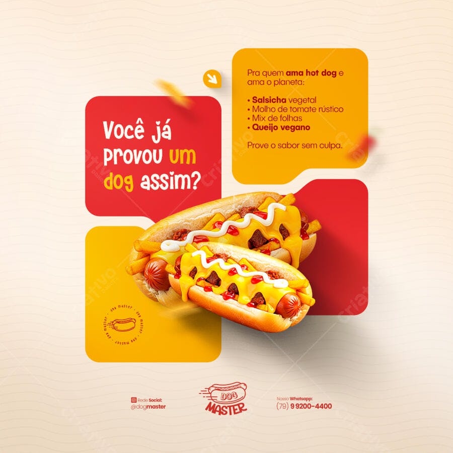 Flyer de Hot Dog Vegano PSD Editável