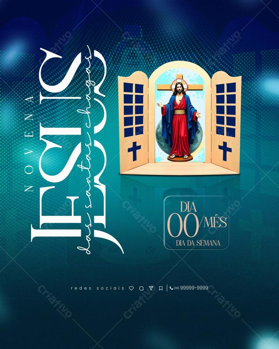 Flyer Novena de Jesus para Redes Sociais PSD Editável