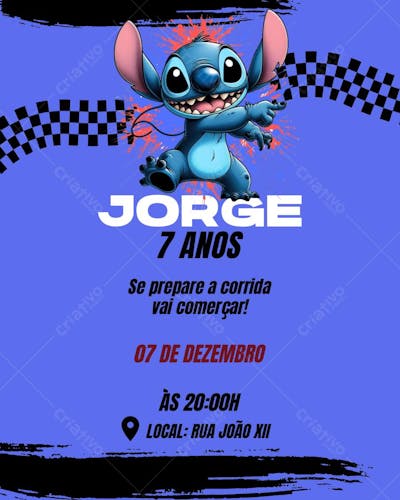 Convite de aniversário infantil Lilo & Stitch