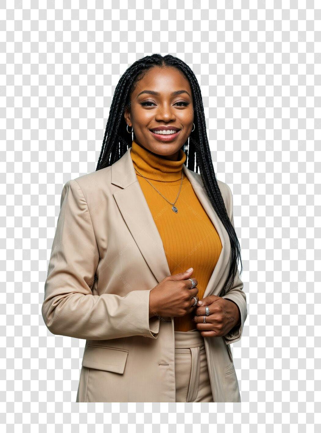 Foto profissional mulher negra PNG com fundo transparente