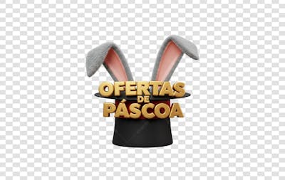 Selo 3D Ofertas de Páscoa PNG TRANSPARENTE