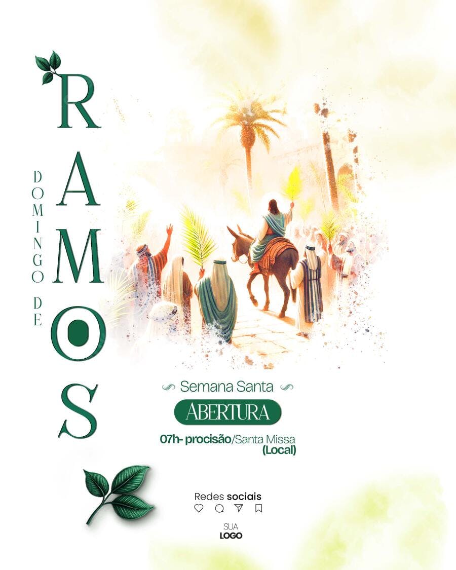Flyer Domingo de Ramos PSD Editável