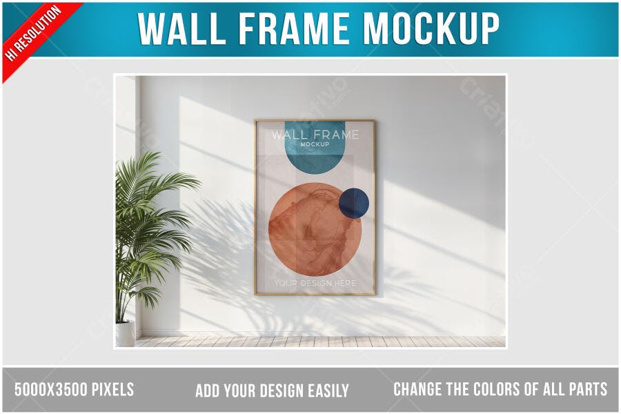 Mockup Quadro Parede: Design Moderno com Cores Terrosas