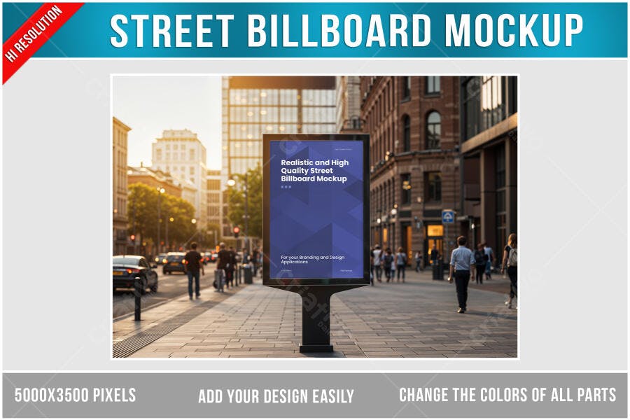 Mockup Realista de Outdoor em Rua