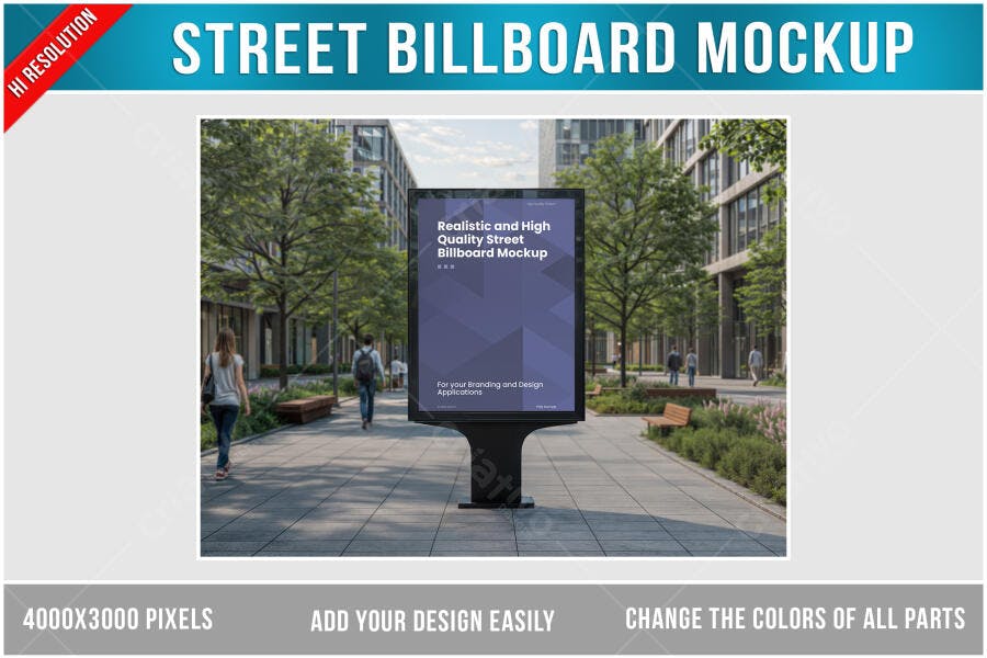 Mockup Realista de Outdoor em Ambiente Urbano