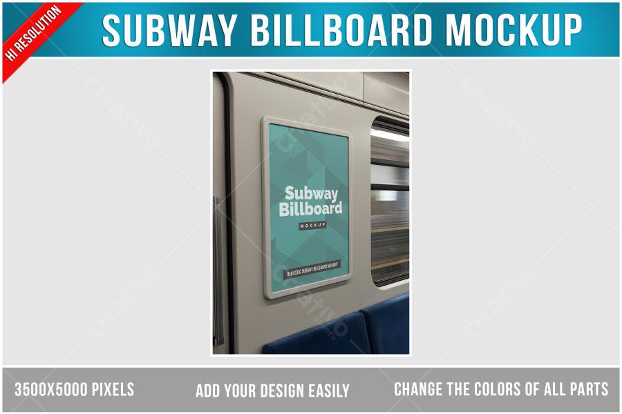 Mockup Realista de Anúncio em Metrô
