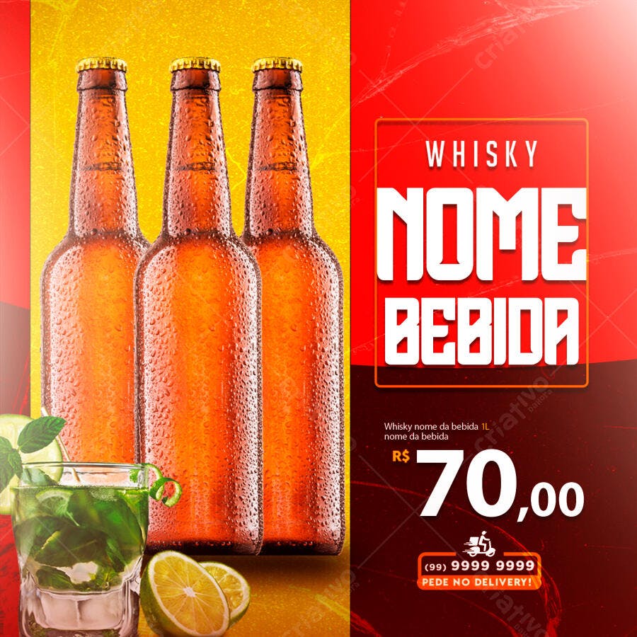 Flyer para Promoção de Whisky PSD Editável