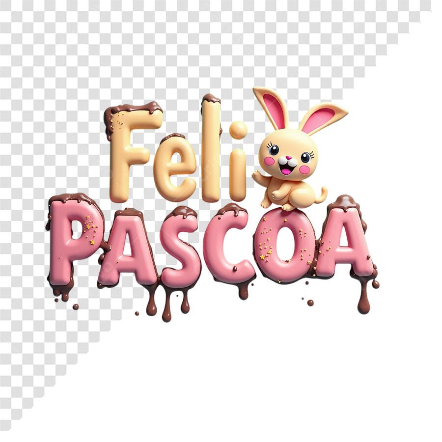 Arte Páscoa com Coelho PSD Editável