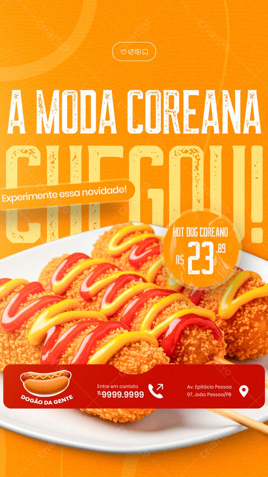Flyer Hot Dog Coreano PSD Editável