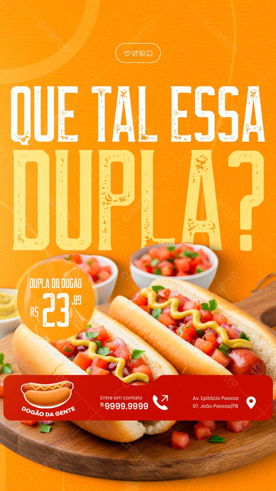 Flyer para Promoção de Hot Dog Dupla PSD Editável