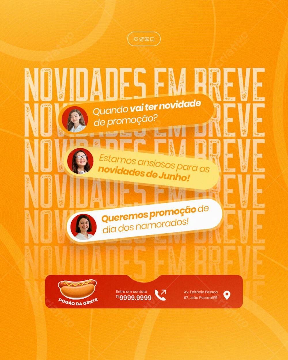 Cachorro Quente Hot Dog Lanche social media feed post editável  (1)