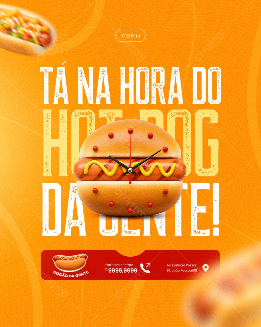Flyer Hot Dog para Lanchonete PSD Editável