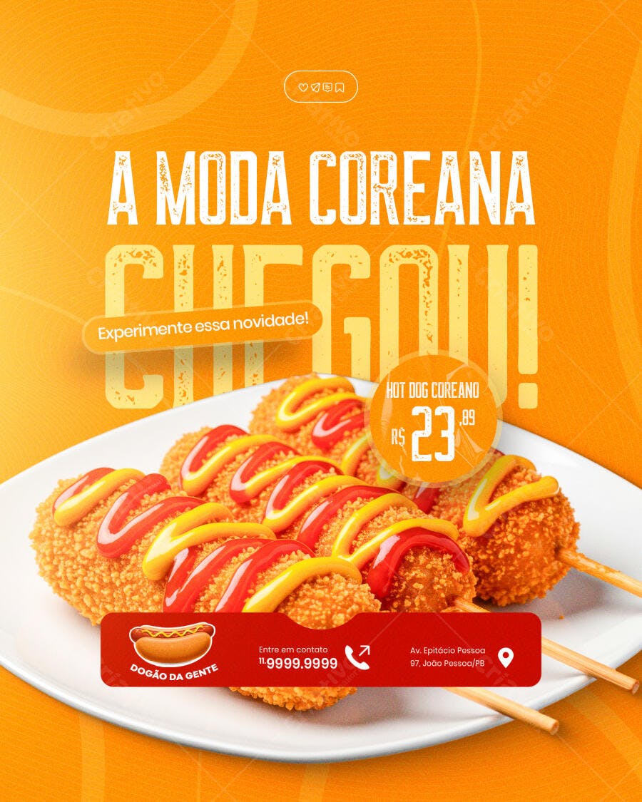 Flyer Hot Dog Coreano PSD Editável