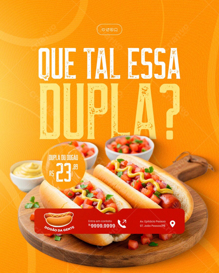 Flyer Promoção Dupla de Hot Dog PSD Editável