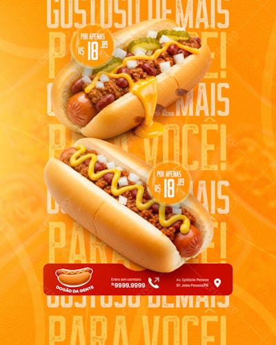 Cachorro Quente Hot Dog Lanche social media feed post editável  (7)