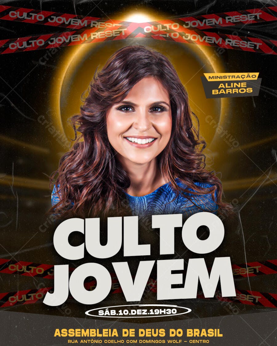 Flyer para Culto Jovem - 10 de Dezembro PSD Editável
