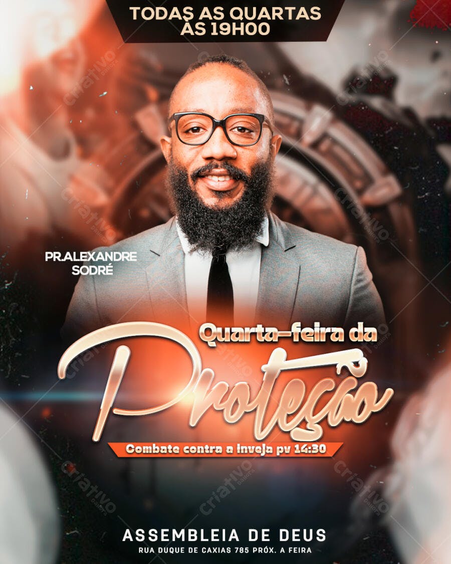 Flyer para Evento Religioso Quarta da Proteção PSD Editável