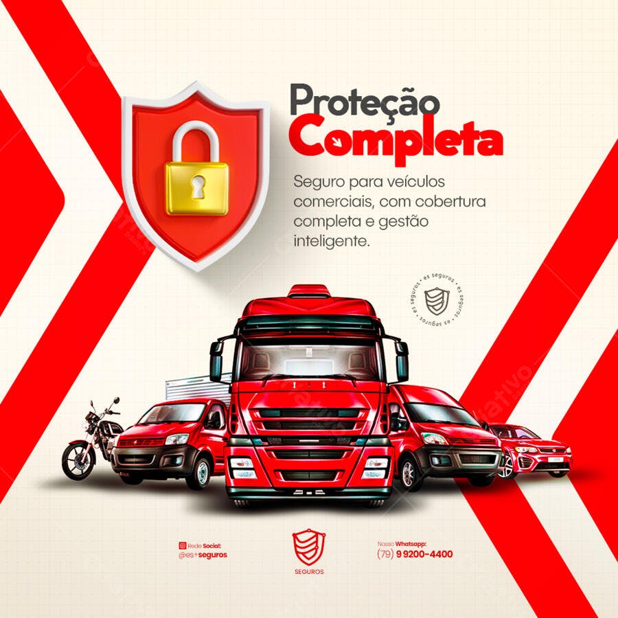 Flyer Seguro Veículos Comerciais PSD Editável