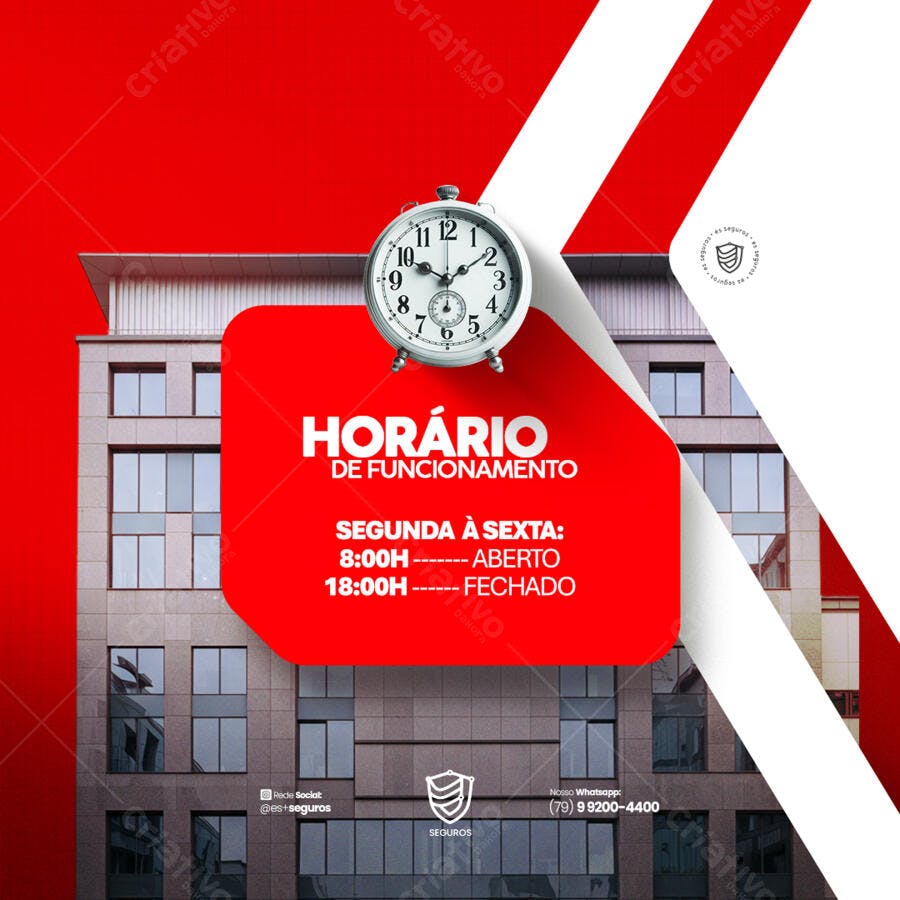 Flyer Horário de Funcionamento Empresa PSD Editável