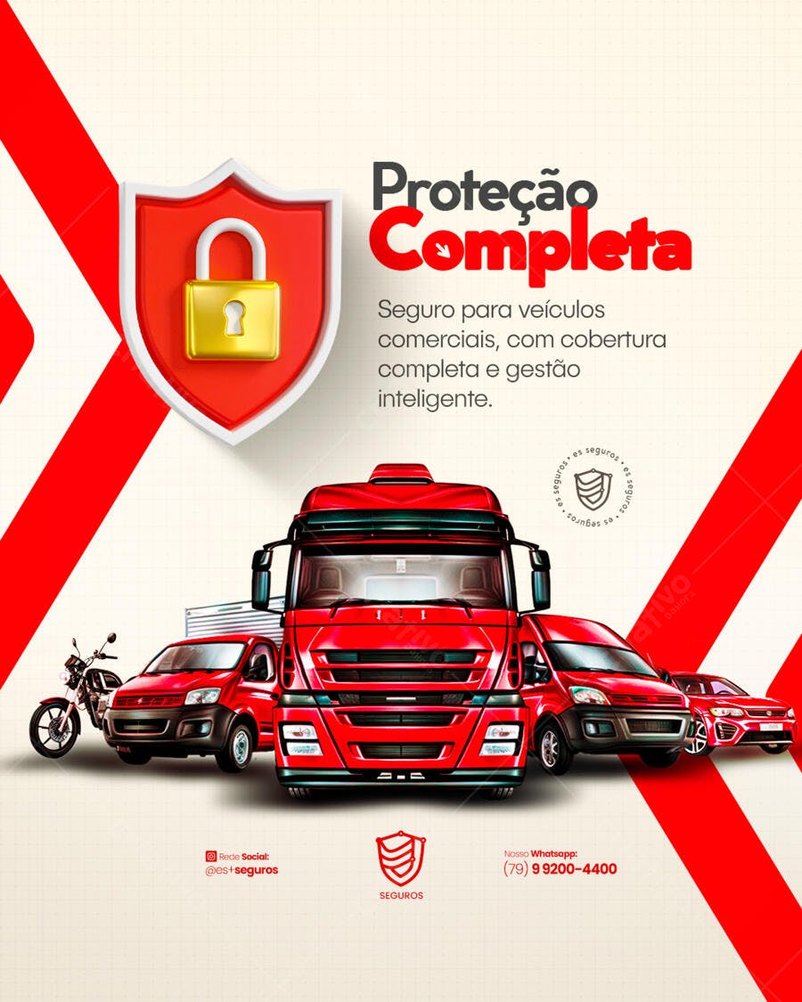 Flyer Seguro Veículos Comerciais PSD Editável