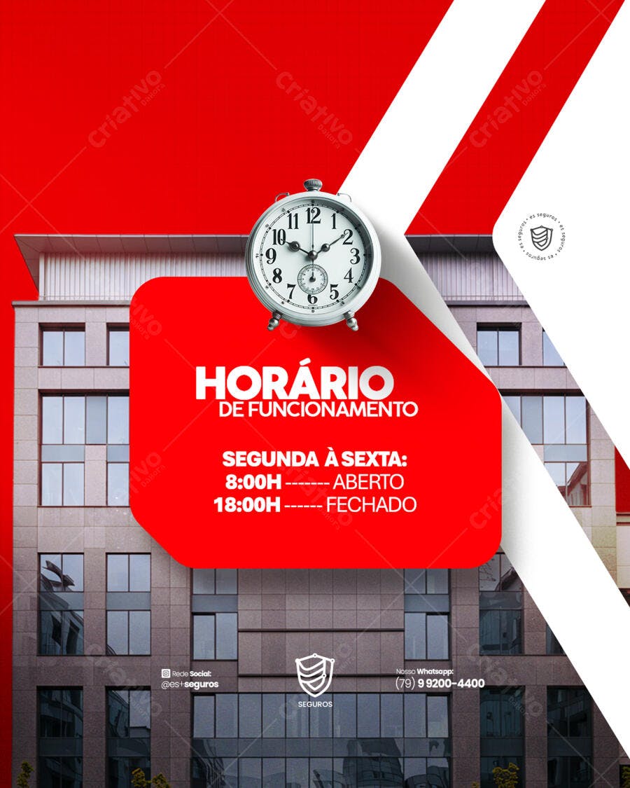 Flyer Horário de Funcionamento PSD Editável