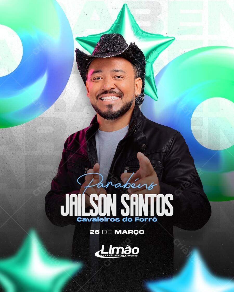 Flyer Aniversário Jailson Santos PSD Editável