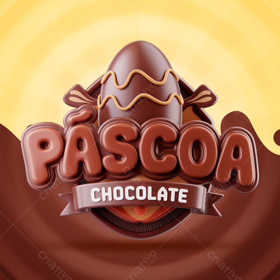 Logo Páscoa Chocolate PSD Editável