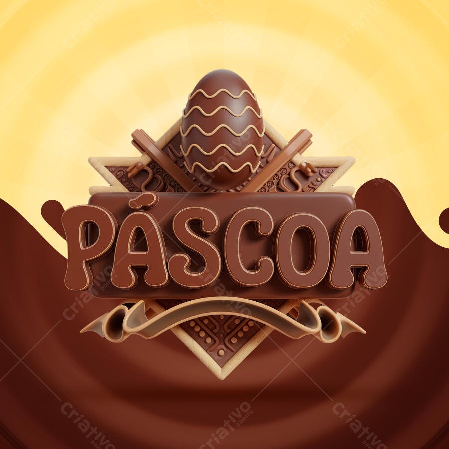 Flyer Páscoa com Ovo de Chocolate PSD Editável