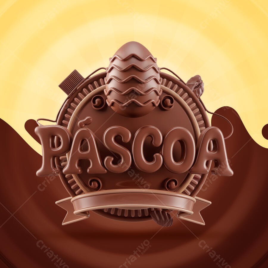 Banner Páscoa em Chocolate PSD Editável