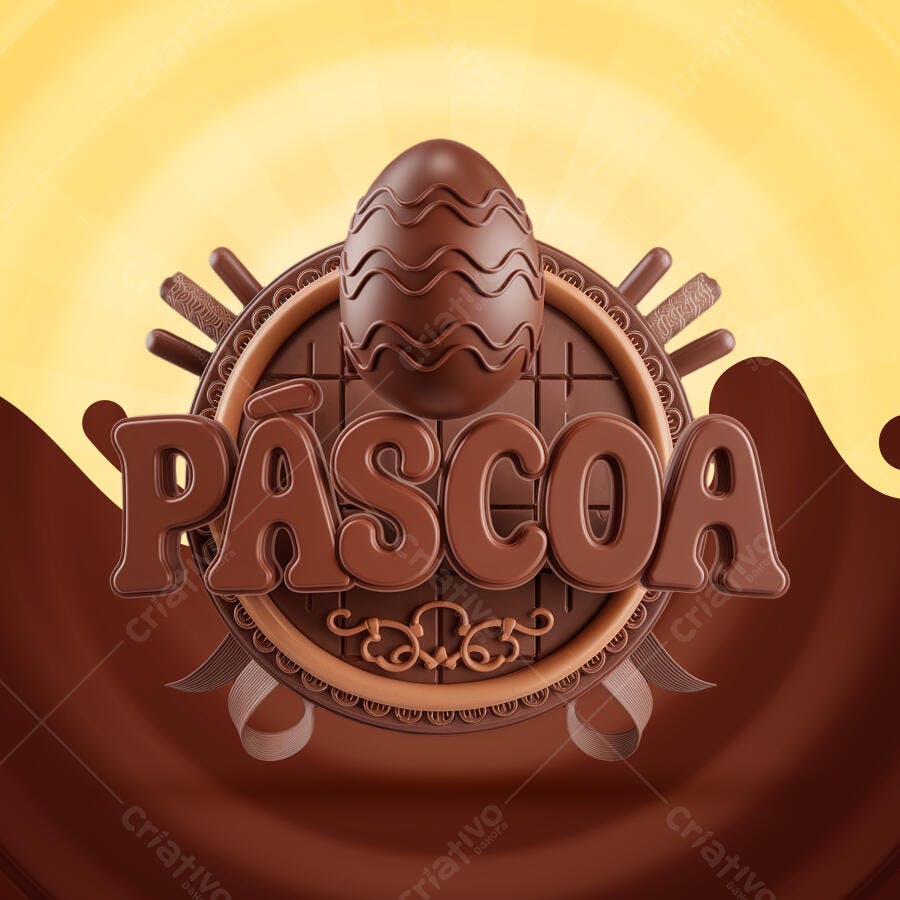 Banner Páscoa em Chocolate PSD Editável