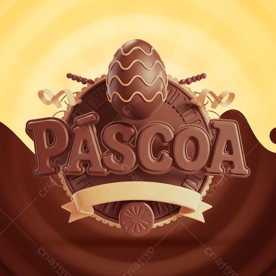 Flyer Páscoa com Ovo de Chocolate PSD Editável