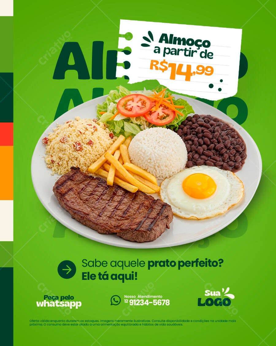 Flyer Cardápio Almoço Restaurante PSD Editável