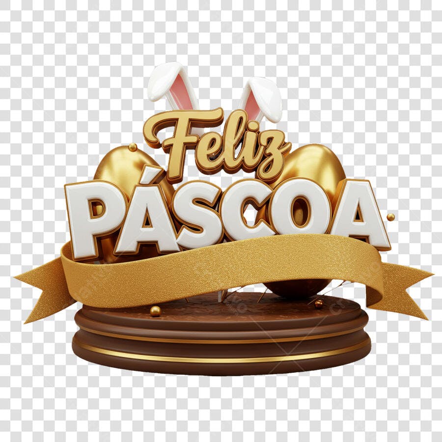 Banner Feliz Páscoa PNG com fundo transparente