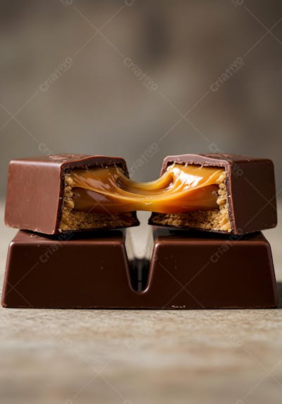 Barra De Chocolate Quebrada ao meio com Caramelo