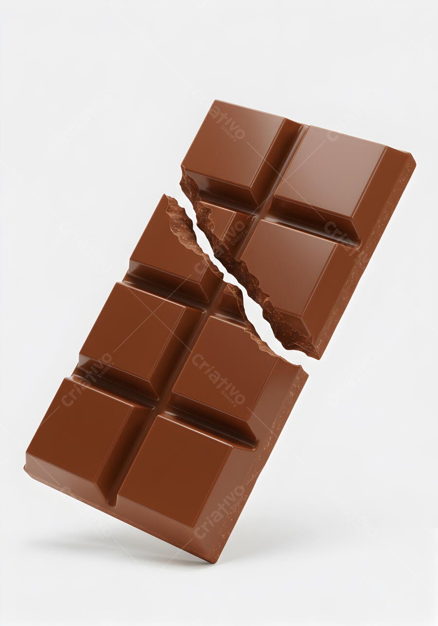 Barra de chocolate meio quebrada